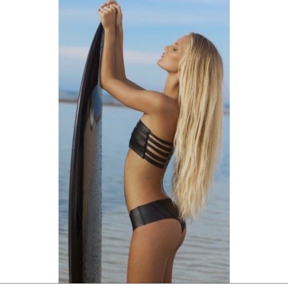 MIKOH NEOPRENE BANDEAU TOP AND HIPSTER BOTTOMS BLACK XS - sold as set! - Picture 6 of 8